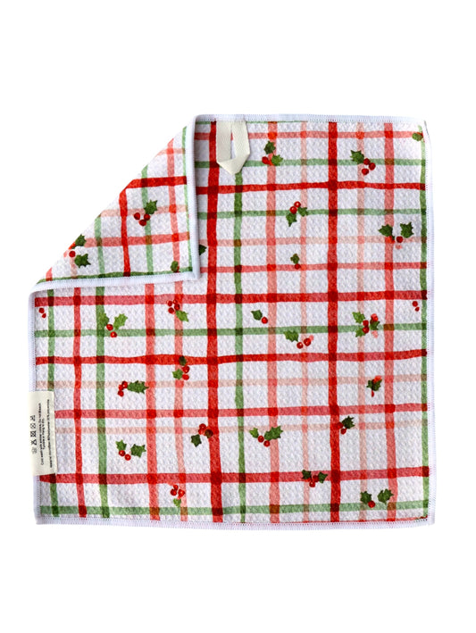 Holly Berry Plaid: Double-Sided Washcloth
