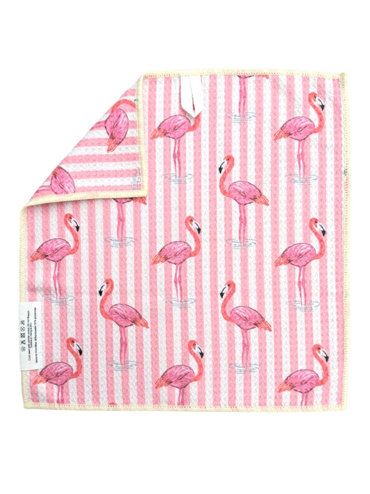 Flamingo Stripes: Double-Sided Washcloth