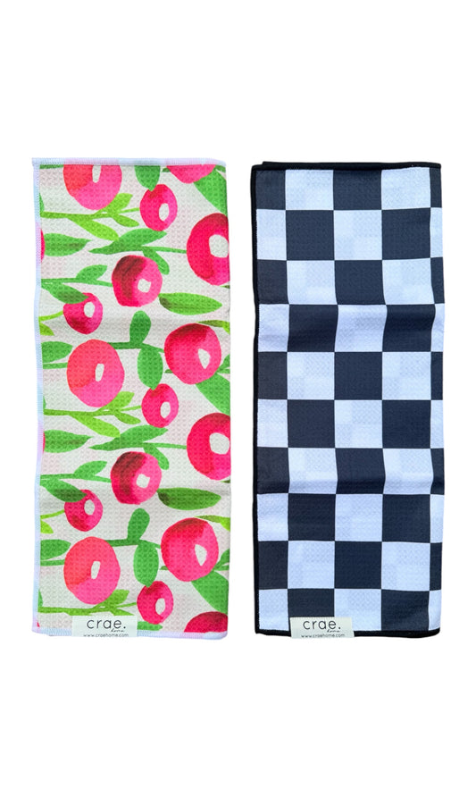 Poppie/Checkmate: 2 Double Sided-Hand Towels