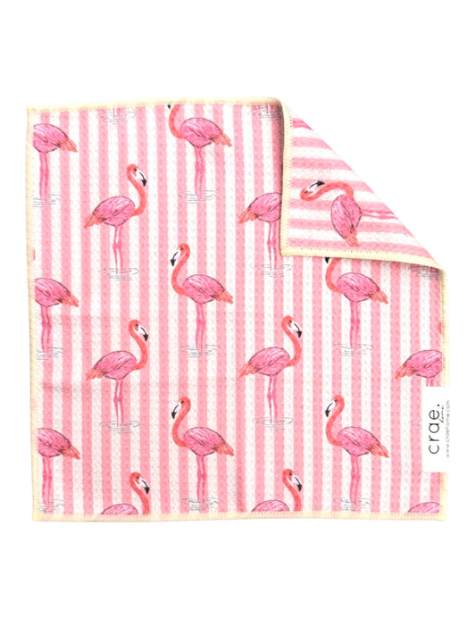 Flamingo Stripes: Double-Sided Washcloth