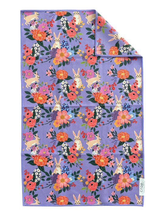 Fluffy Bunny/April Flowers: 2 Double Sided-Hand Towels
