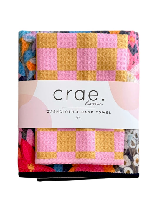 Harmony/Squared Up: Double Sided-Hand Towel Washcloth Set