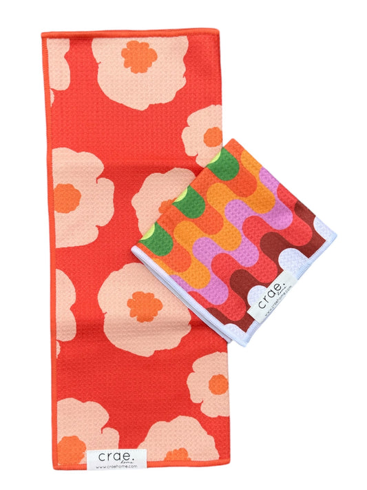 Daisy Glazed/Ziggy: Double Sided-Hand Towel Washcloth Set