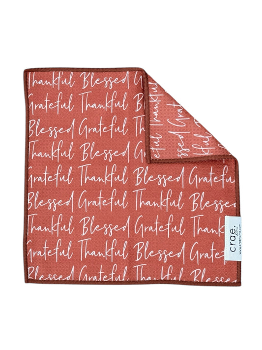 Grateful, Thankful, Blessed: Double-Sided Washcloth