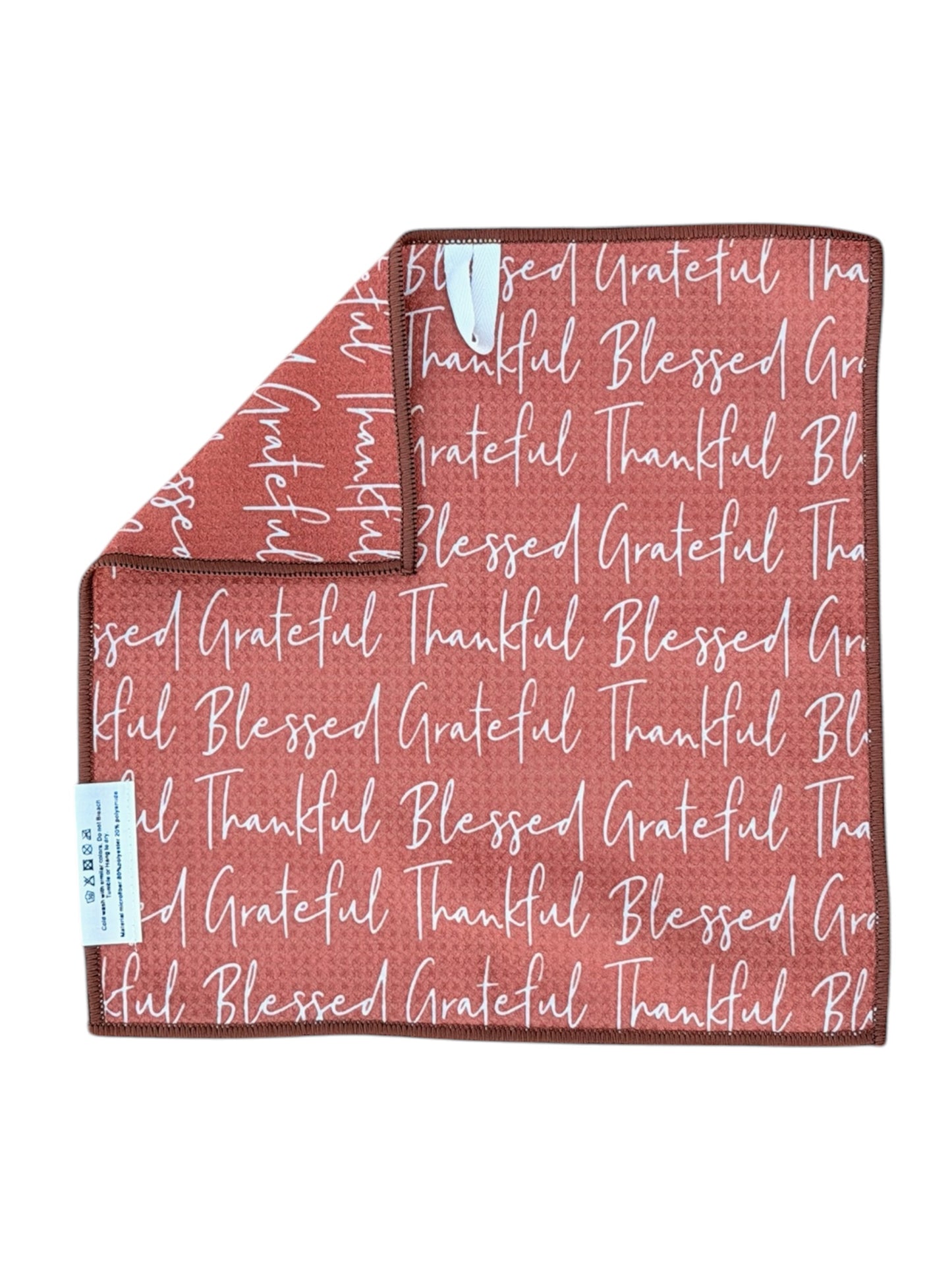 Grateful, Thankful, Blessed: Double-Sided Washcloth