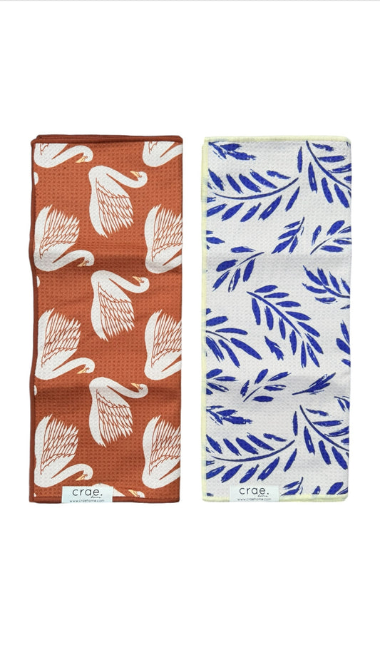 Swan Lake/Wisteria: 2 Double Sided-Hand Towels