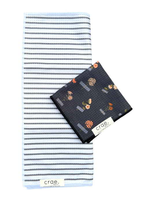 Pinner Gray/ Memory Of You: Double Sided-Hand Towel Washcloth Set