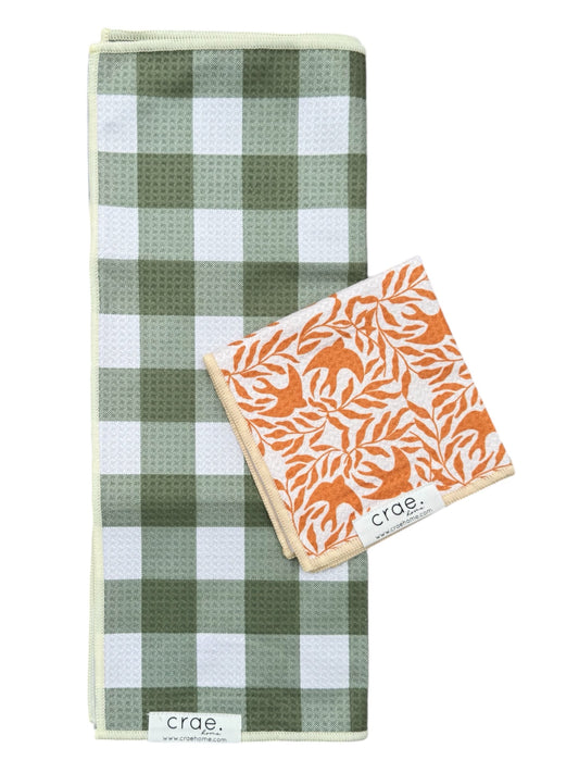 Olive/Soarin’: Double Sided-Hand Towel Washcloth Set