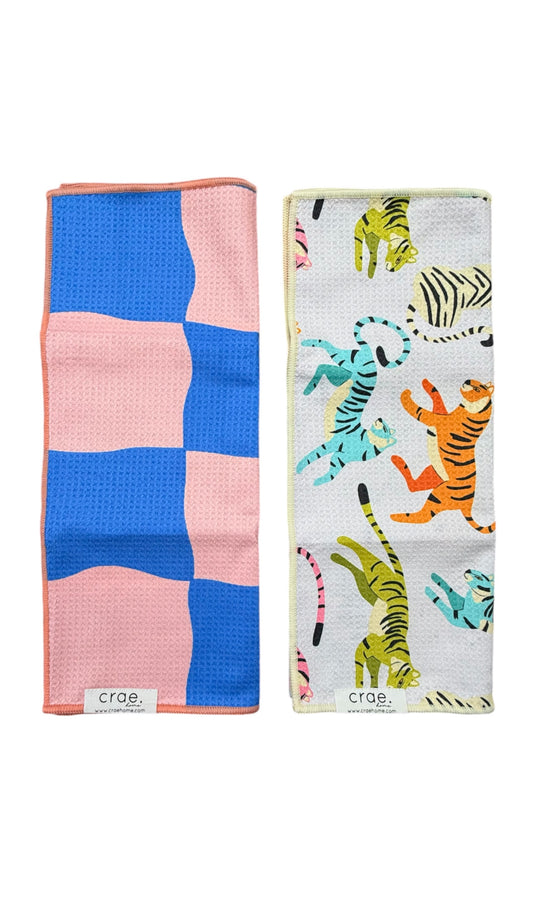 Cotton Candy/Colorful Rawr: 2 Double Sided-Hand Towels