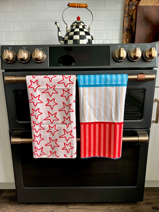 Stars/Stripes And Stripes: 2 Double Sided-Hand Towels