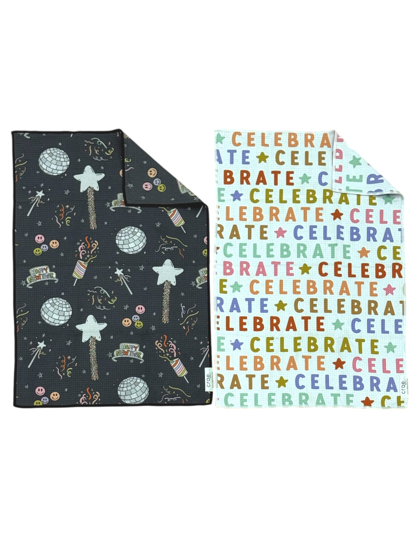 Celebrate/Happy New Year: 2 Double Sided-Hand Towels
