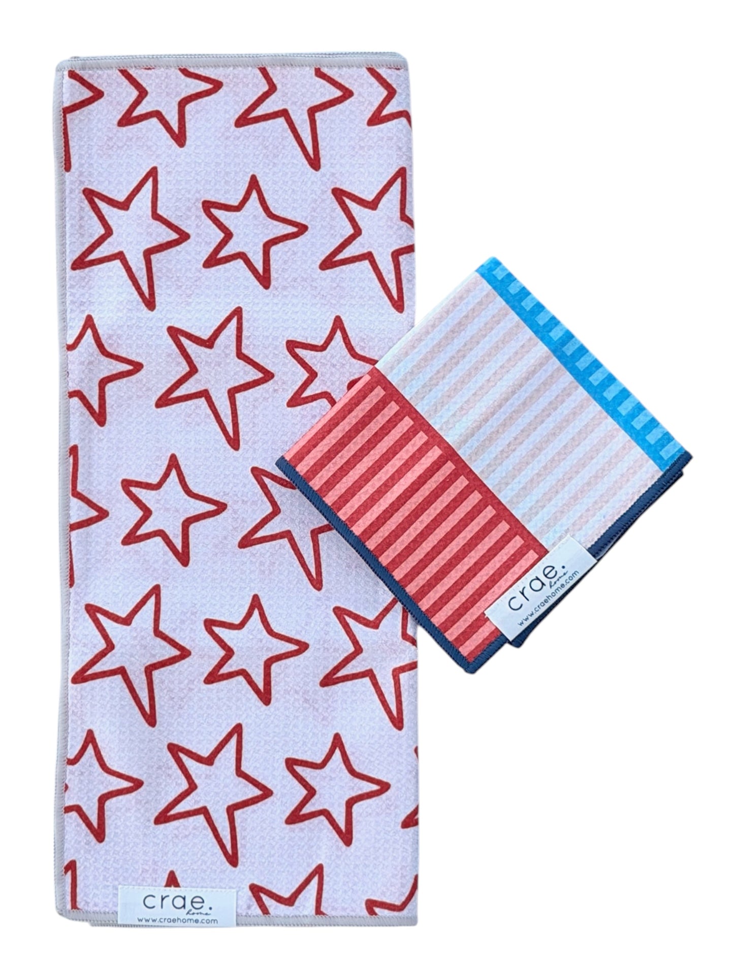 Stars/Stripes And Stripes: Double Sided-Hand Towel Washcloth Set