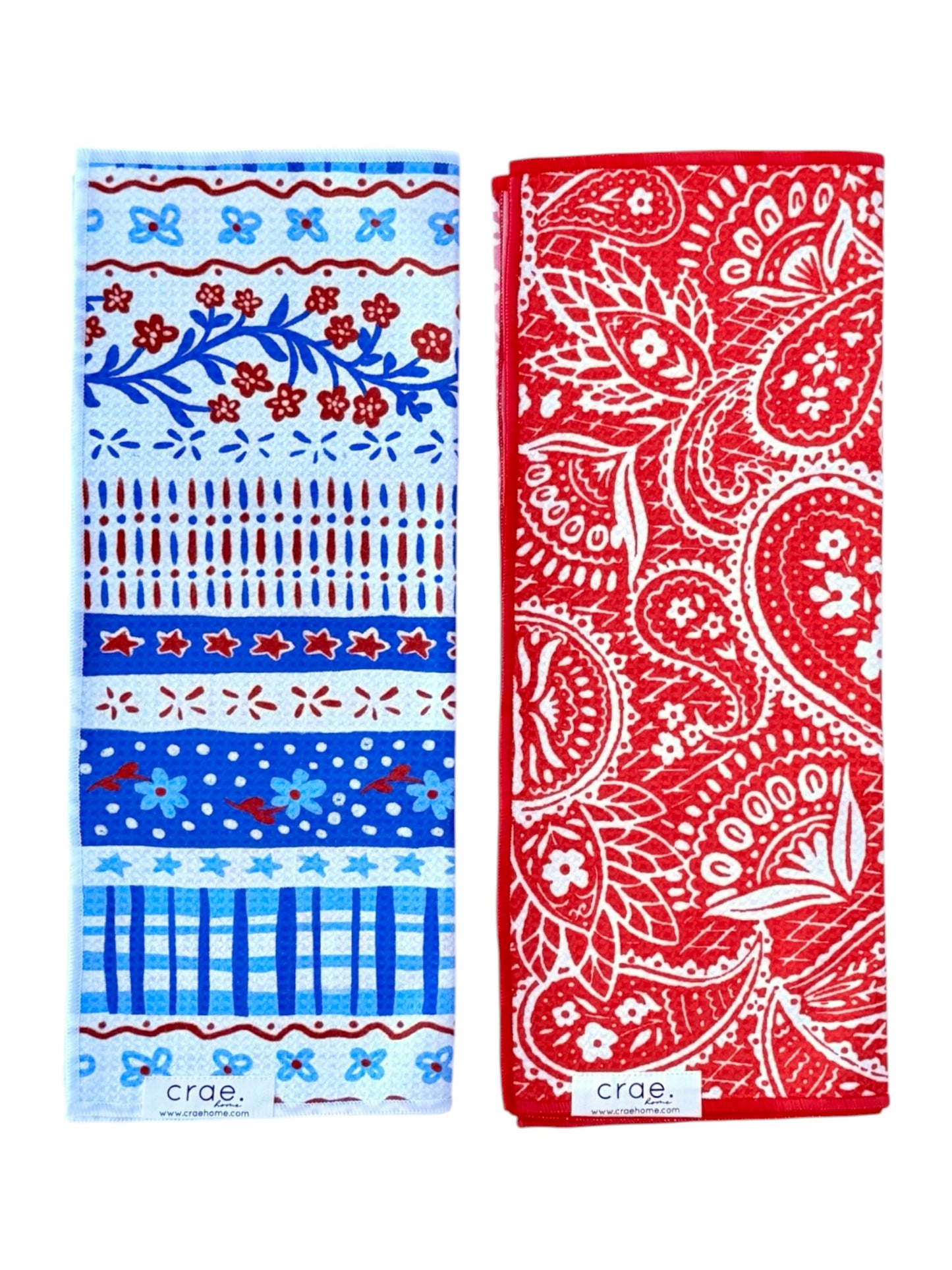 Delphinium/Boteh: 2 Double Sided-Hand Towels