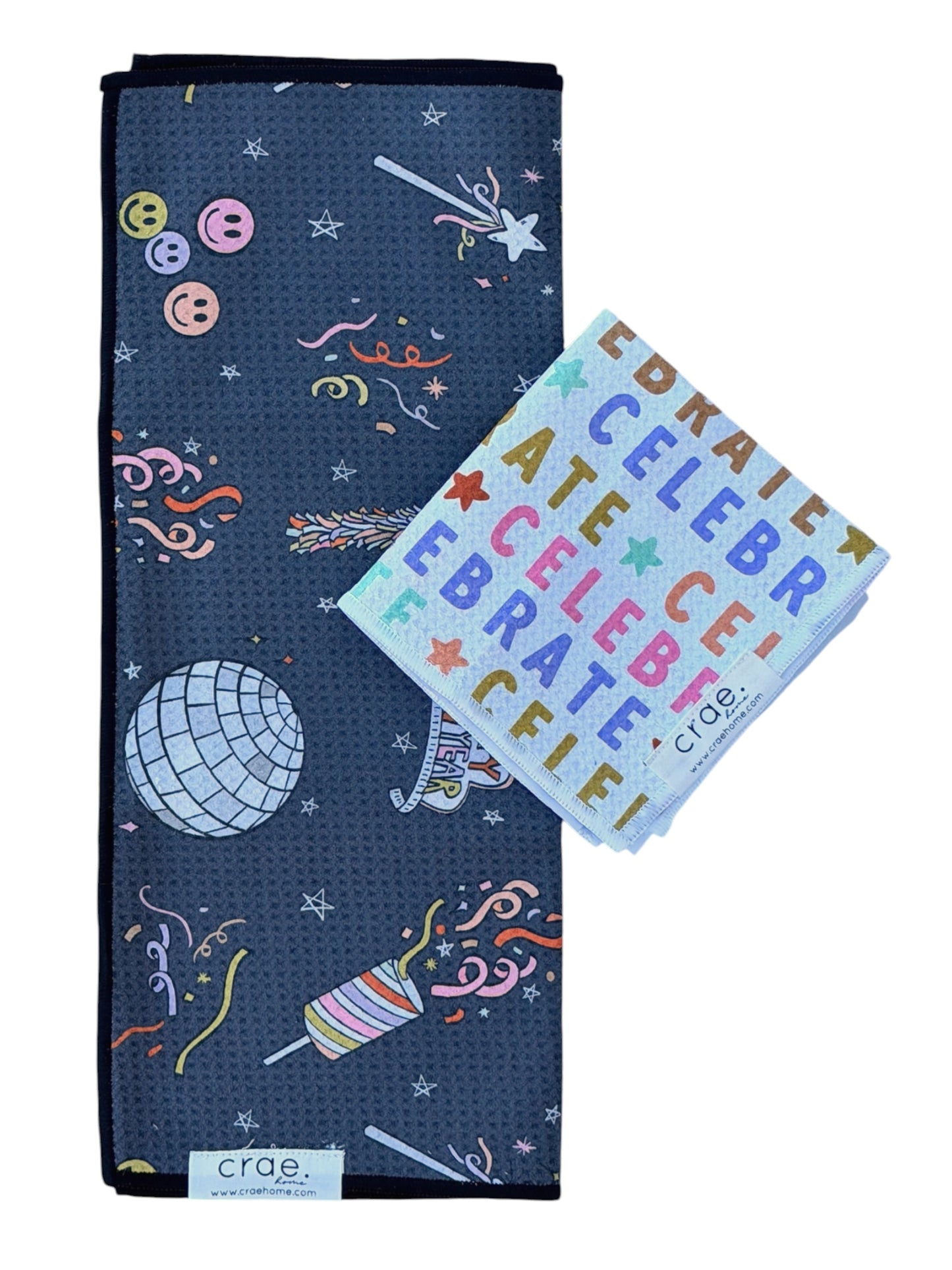 Celebrate/Happy New Year: Double Sided-Hand Towel Washcloth Set