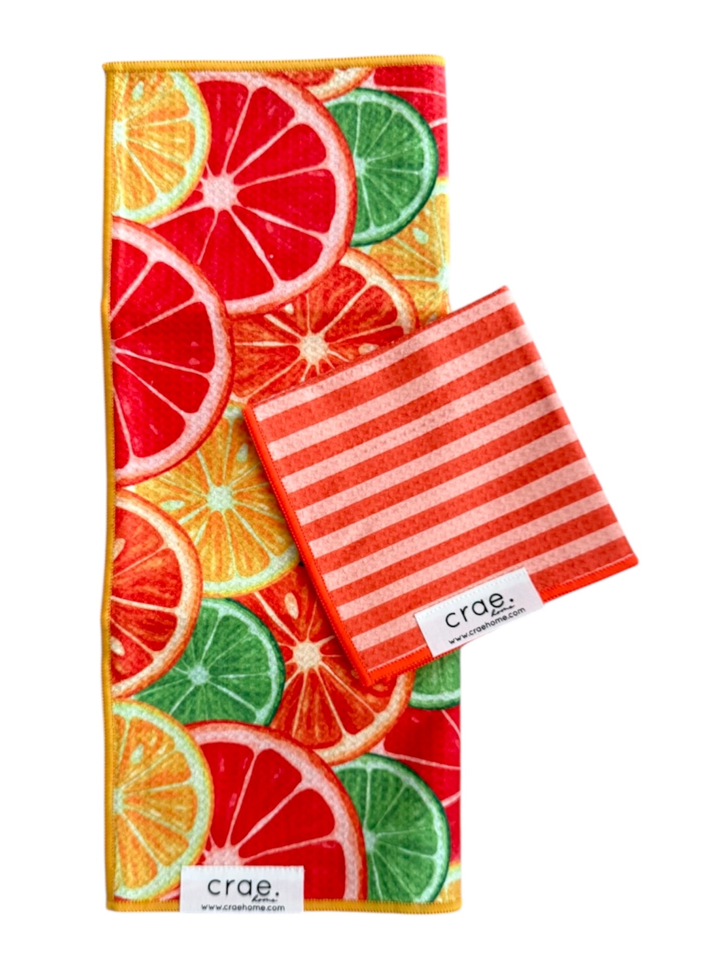 Citrus City/Tangy: Double Sided-Hand Towel Washcloth Set