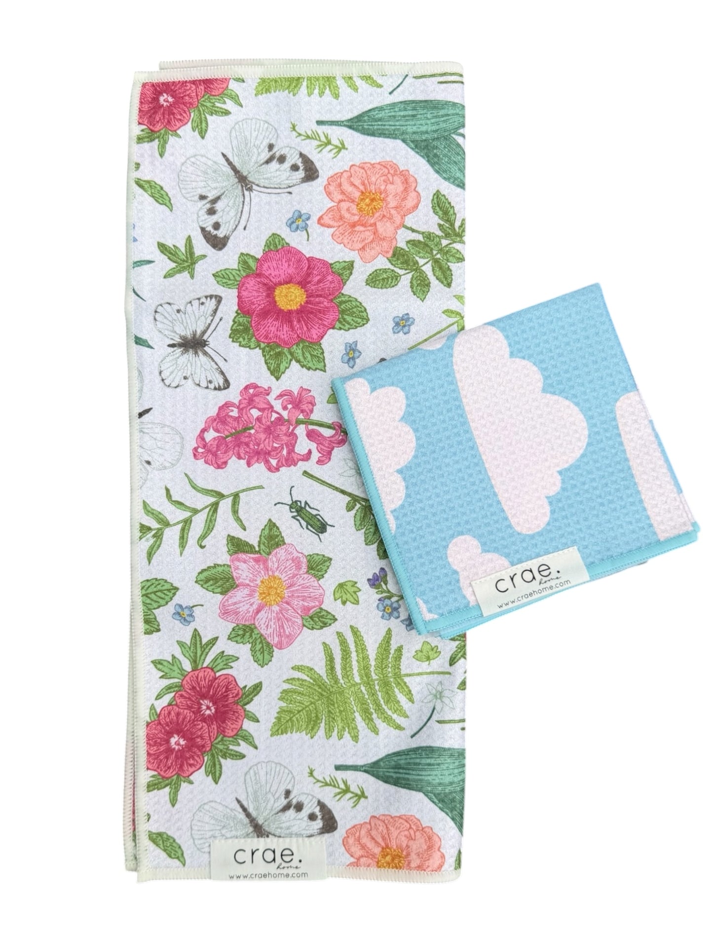 Secret Garden/Head In The Clouds: Double Sided-Hand Towel Washcloth Set