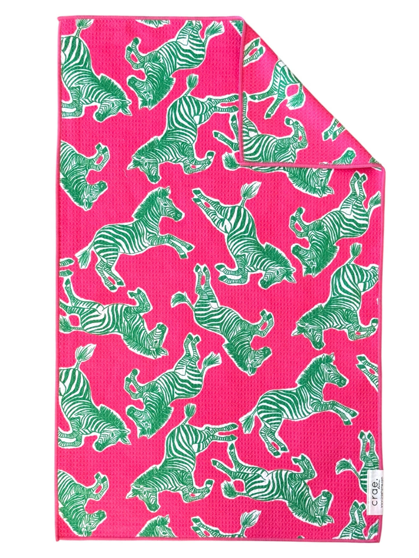 Lime Stripes/Zebra Run: 2 Double Sided-Hand Towels