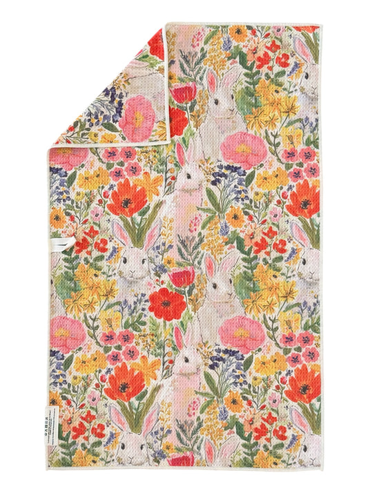 Bunny Blooms: Double-Sided Hand Towel