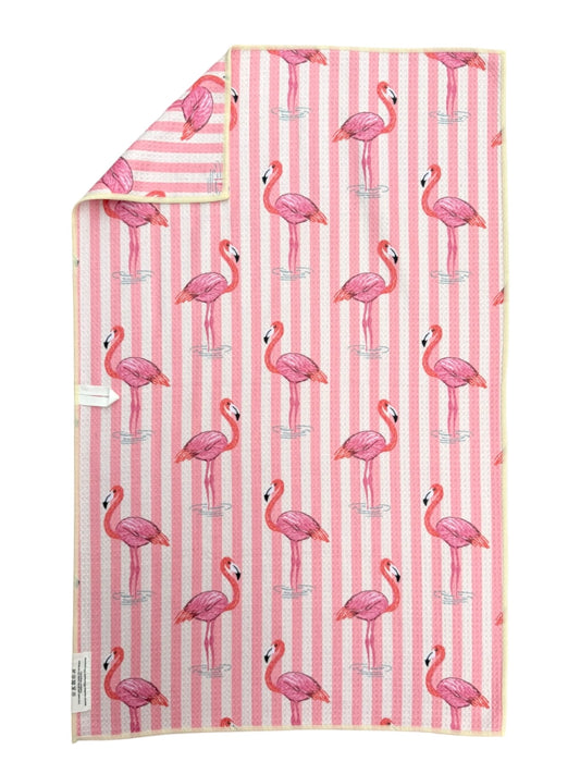Flamingo Stripes: Double-Sided Hand Towel