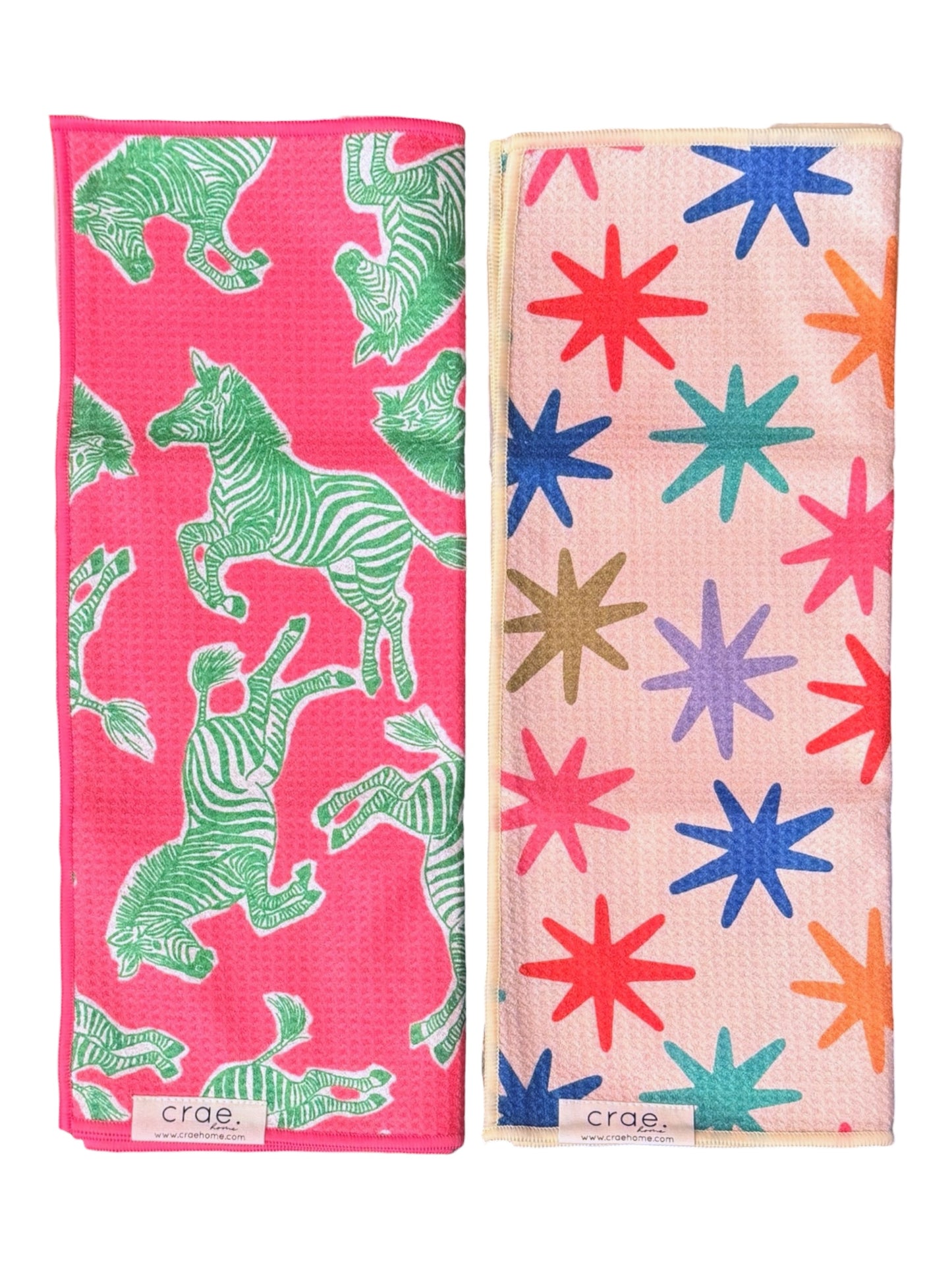 Zebra Run/Pop Goes The Rainbow: 2 Double Sided-Hand Towel Set