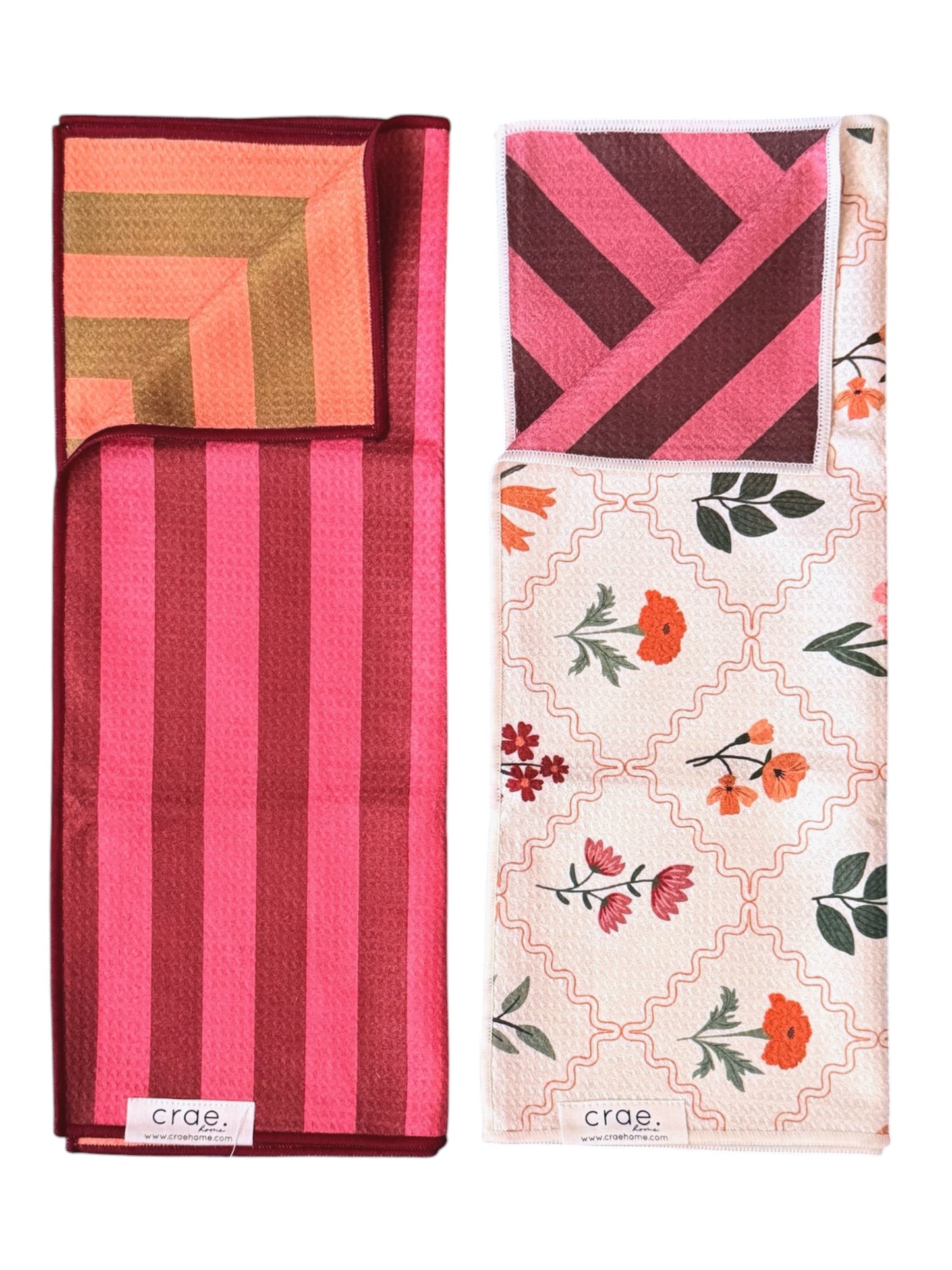 Pam/Pressed Petals: 2 Reversible-Hand Towel Set