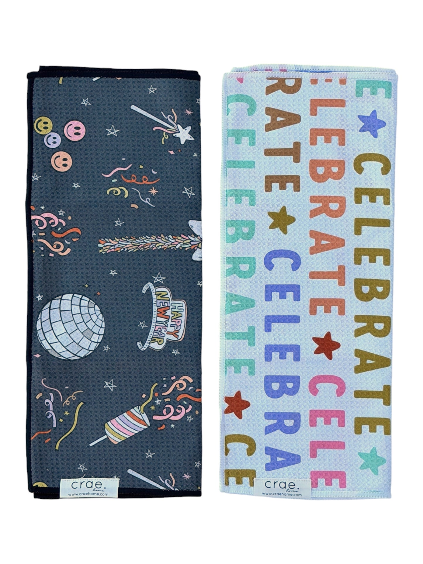 Celebrate/Happy New Year: 2 Double Sided-Hand Towels