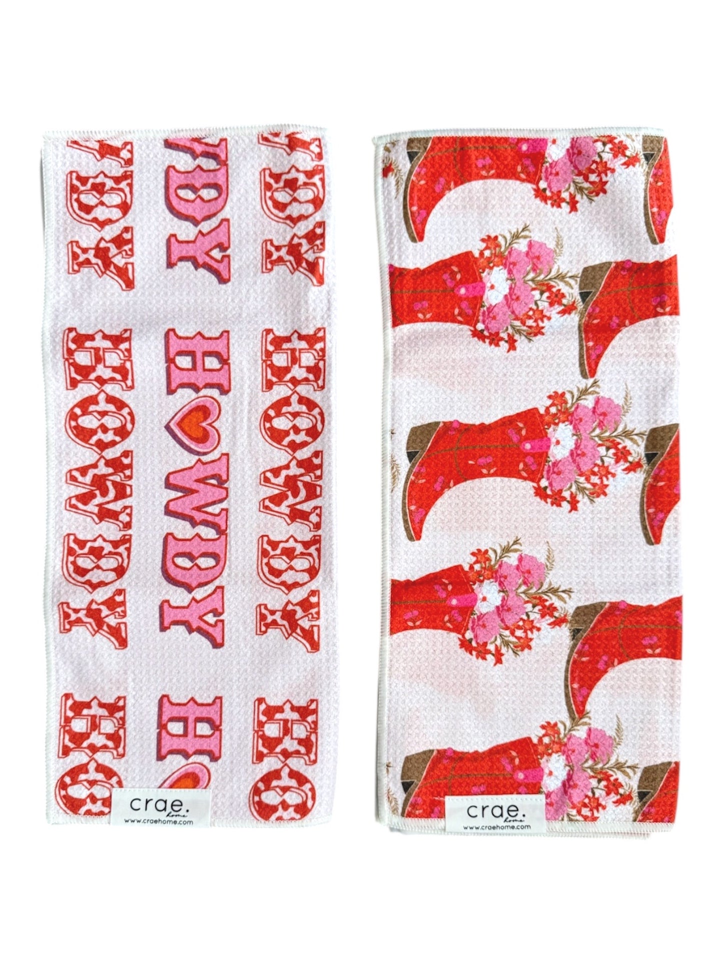 Boots In Bloom/Howdy: 2 Double Sided-Hand Towels
