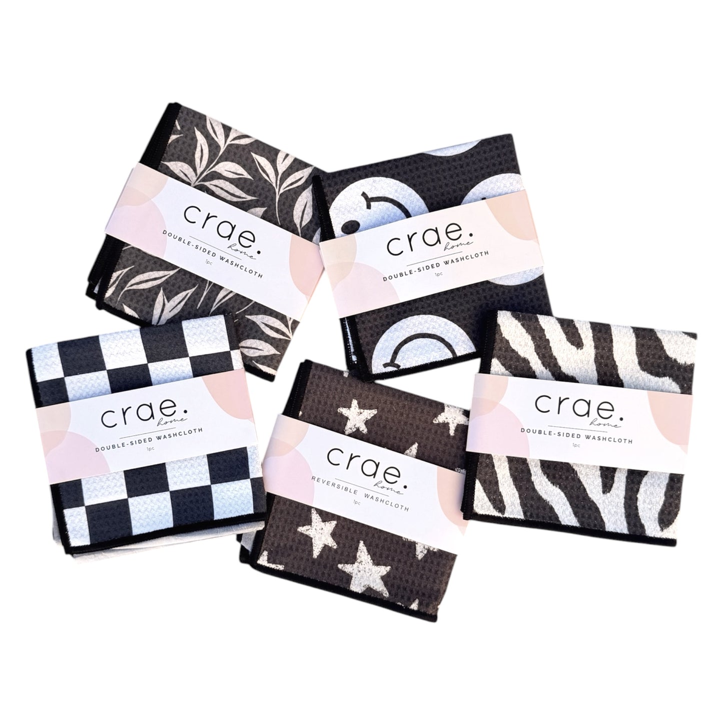 Monochrome Collection: Set of 5 Washcloths